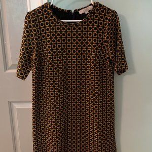 LOFT navy & gold shift dress, size M, $18